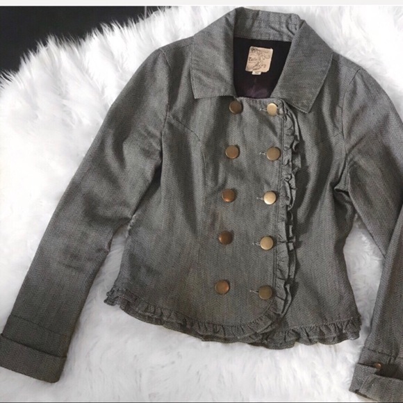 Tulle Double Breasted Blazer with Ruffles- S - Picture 2 of 8